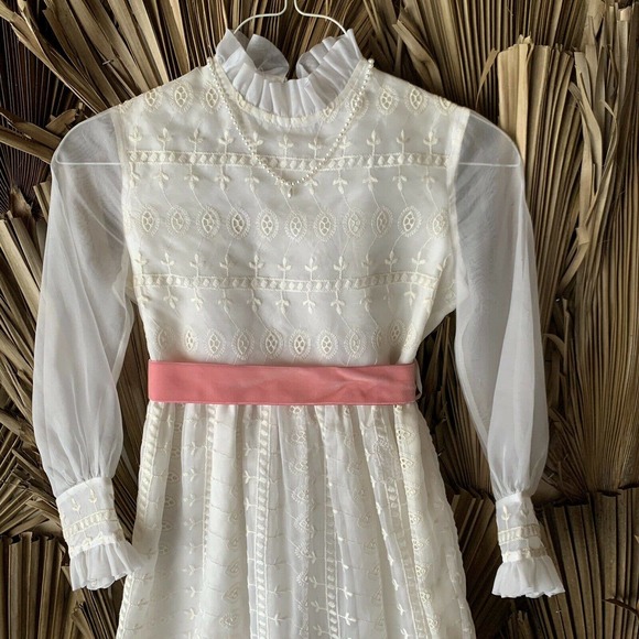 Vintage 70s Girls Dress Prairie Dress Cottagecore - Picture 2 of 6